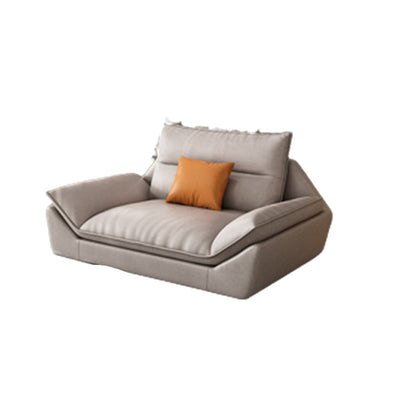 Flared Arm Beige Sectional Sofa with Chaise Pillowed Back Cushions Couch Sectional 47"L x 33.5"W x 35"H Clearhalo 'furn' 'furn_sectionals' 'Furniture' 'furniture_sectionals' 'kitchen' 'kitchen_sectionals' 'Living Room Furniture' 'Sectionals' 4785217