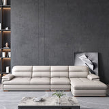 Beige Contemporary Sofa/Sectional with Genuine Leather and Leather Clearhalo 'furn' 'furn_sectionals' 'Furniture' 'furniture_sectionals' 'kitchen' 'kitchen_sectionals' 'Living Room Furniture' 'Sectionals' 4785224