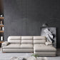 Beige Contemporary Sofa/Sectional with Genuine Leather and Leather 112"L x 67"W x 35"H Leather Clearhalo 'furn' 'furn_sectionals' 'Furniture' 'furniture_sectionals' 'kitchen' 'kitchen_sectionals' 'Living Room Furniture' 'Sectionals' 4785225