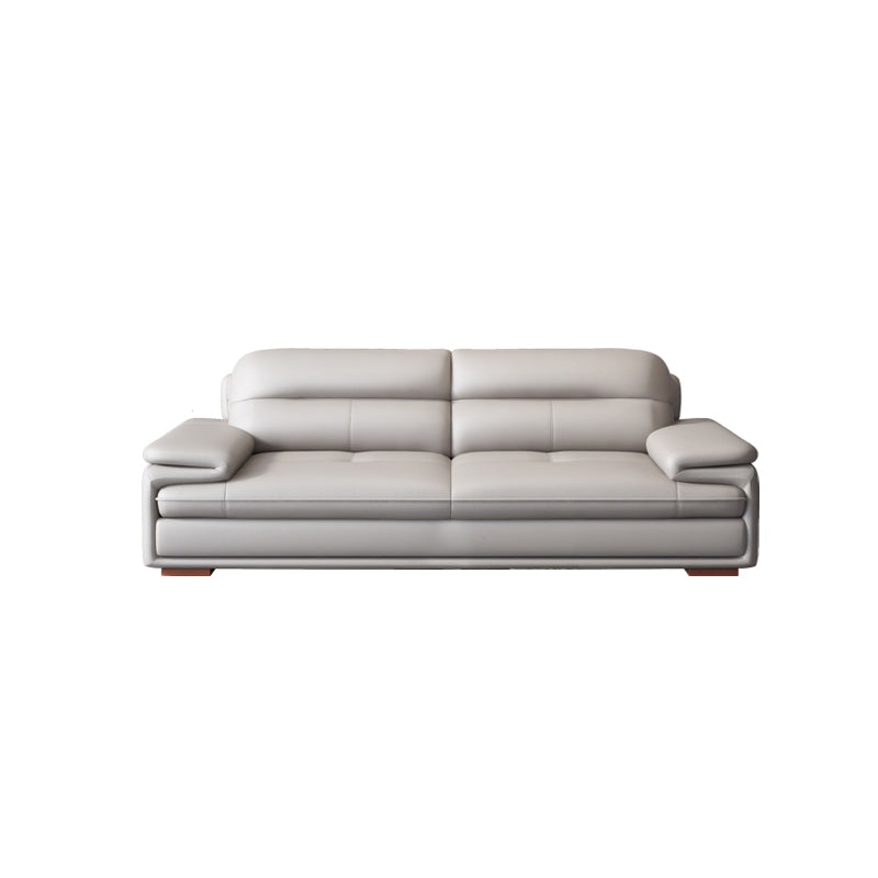 Beige Contemporary Sofa/Sectional with Genuine Leather and Leather 83"L x 39"W x 35"H Clearhalo 'furn' 'furn_sectionals' 'Furniture' 'furniture_sectionals' 'kitchen' 'kitchen_sectionals' 'Living Room Furniture' 'Sectionals' 4785231