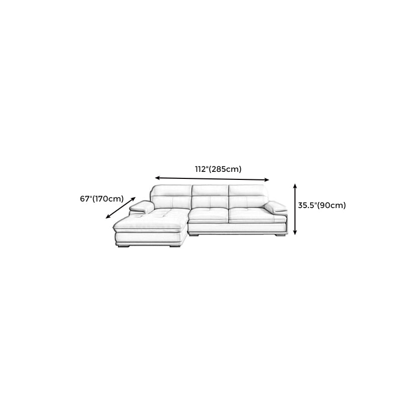 Beige Contemporary Sofa/Sectional with Genuine Leather and Leather Clearhalo 'furn' 'furn_sectionals' 'Furniture' 'furniture_sectionals' 'kitchen' 'kitchen_sectionals' 'Living Room Furniture' 'Sectionals' 4785236