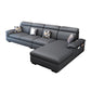 125.98"D x 70.87"W x 35.43"H Pillow Top Arm Sectionals, Modern High Back Sofa with Storage Dark Gray Faux Leather Clearhalo 'furn' 'furn_sectionals' 'Furniture' 'furniture_sectionals' 'kitchen' 'kitchen_sectionals' 'Living Room Furniture' 'Sectionals' 4785239