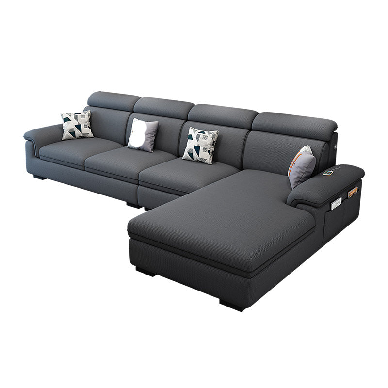 125.98"D x 70.87"W x 35.43"H Pillow Top Arm Sectionals, Modern High Back Sofa with Storage Black Cotton Blend Clearhalo 'furn' 'furn_sectionals' 'Furniture' 'furniture_sectionals' 'kitchen' 'kitchen_sectionals' 'Living Room Furniture' 'Sectionals' 4785241