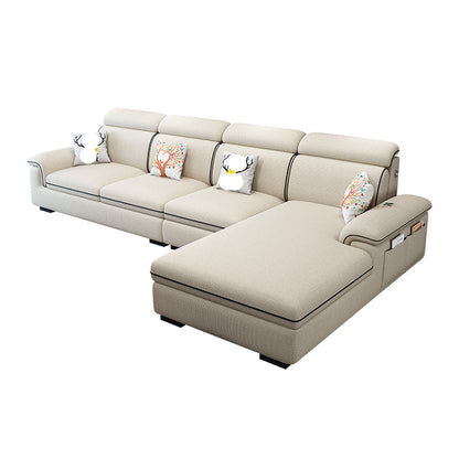 125.98"D x 70.87"W x 35.43"H Pillow Top Arm Sectionals, Modern High Back Sofa with Storage Off-White Cotton Blend Clearhalo 'furn' 'furn_sectionals' 'Furniture' 'furniture_sectionals' 'kitchen' 'kitchen_sectionals' 'Living Room Furniture' 'Sectionals' 4785246