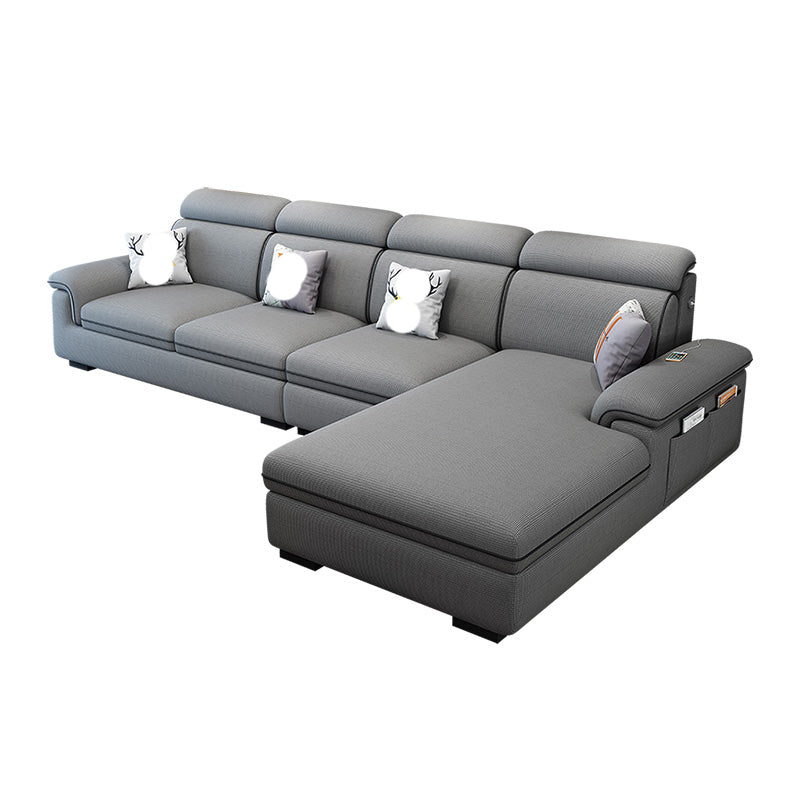 125.98"D x 70.87"W x 35.43"H Pillow Top Arm Sectionals, Modern High Back Sofa with Storage Matte Black Cotton Blend Clearhalo 'furn' 'furn_sectionals' 'Furniture' 'furniture_sectionals' 'kitchen' 'kitchen_sectionals' 'Living Room Furniture' 'Sectionals' 4785254