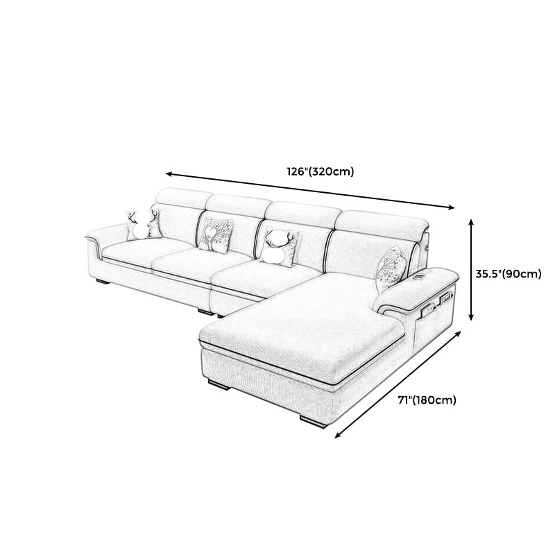 125.98"D x 70.87"W x 35.43"H Pillow Top Arm Sectionals, Modern High Back Sofa with Storage Clearhalo 'furn' 'furn_sectionals' 'Furniture' 'furniture_sectionals' 'kitchen' 'kitchen_sectionals' 'Living Room Furniture' 'Sectionals' 4785257