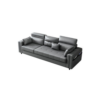 Square Arm Grey Cushion Back Contemporary Storage Adjustable Living Room Sofa 37''H x 87''L x 35''W Clearhalo 'Furniture' 'furniture_sectionals' 'kitchen' 'kitchen_sectionals' 'Living Room Furniture' 'Sectionals' 4785264