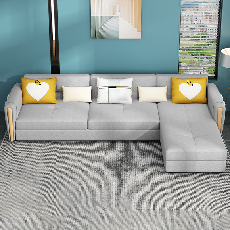 Storage Sectional Sofa Set Square Arm Silver Sectional Sofa with Chaise Latex Clearhalo 'Furniture' 'furniture_sectionals' 'kitchen' 'kitchen_sectionals' 'Living Room Furniture' 'Sectionals' 4785277