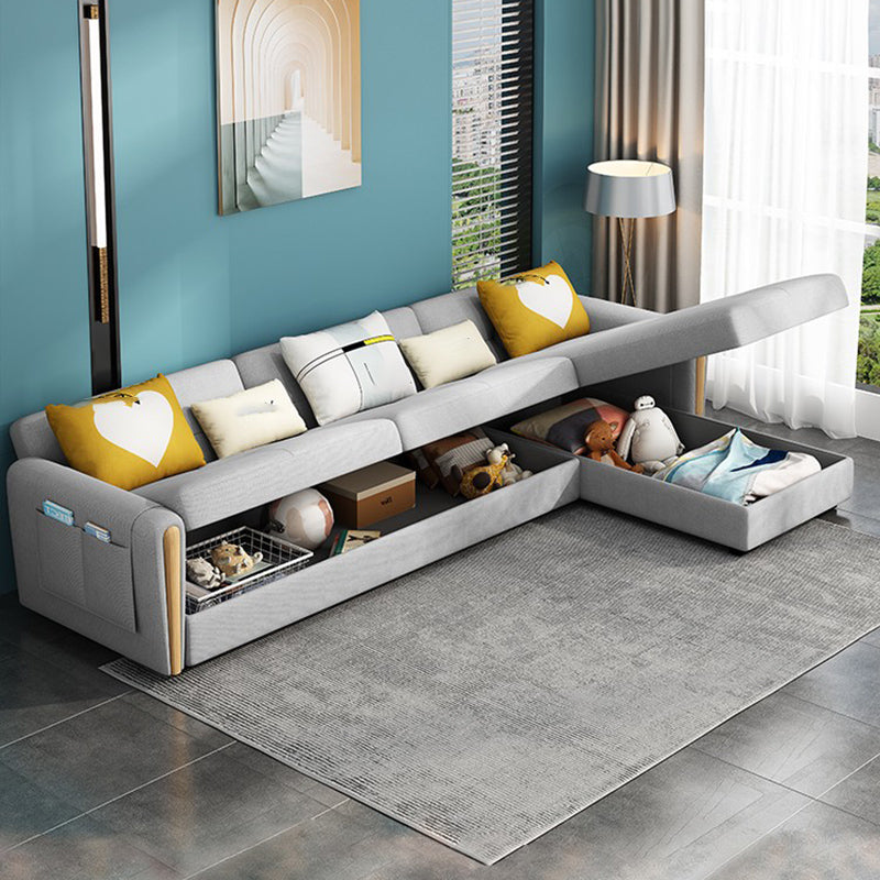 Storage Sectional Sofa Set Square Arm Silver Sectional Sofa with Chaise Clearhalo 'Furniture' 'furniture_sectionals' 'kitchen' 'kitchen_sectionals' 'Living Room Furniture' 'Sectionals' 4785279