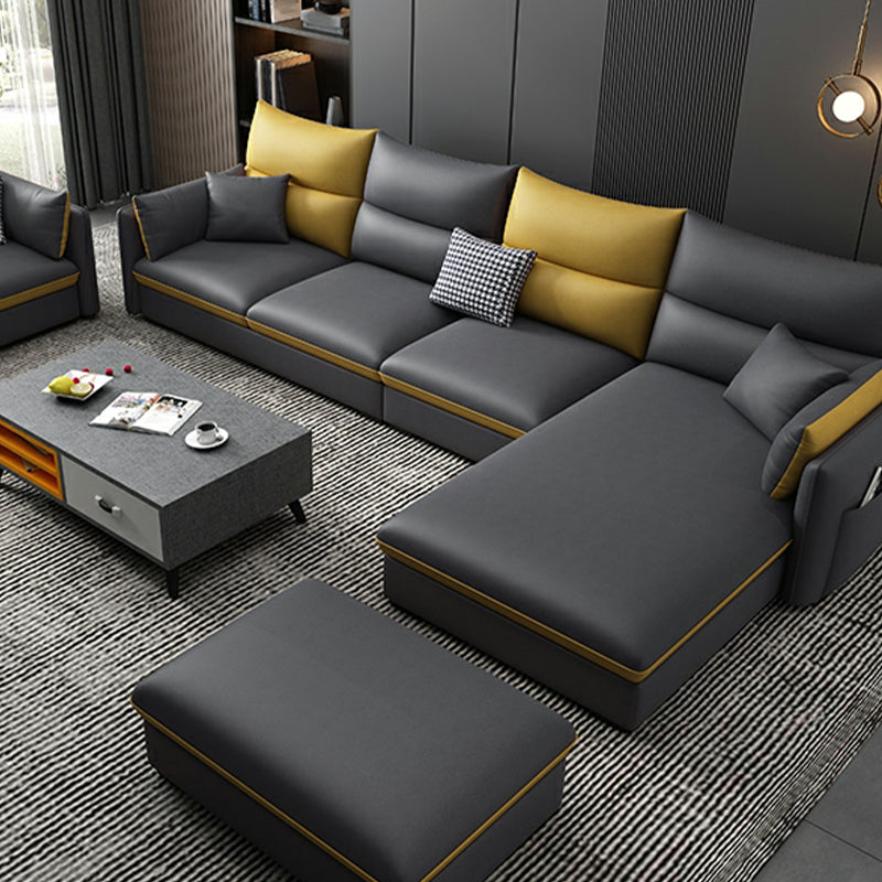 Modern Pillow Top Arm Sectional with Removable Cushions for Living Room Clearhalo 'furn' 'furn_sectionals' 'Furniture' 'furniture_sectionals' 'kitchen' 'kitchen_sectionals' 'Living Room Furniture' 'Sectionals' 4785304