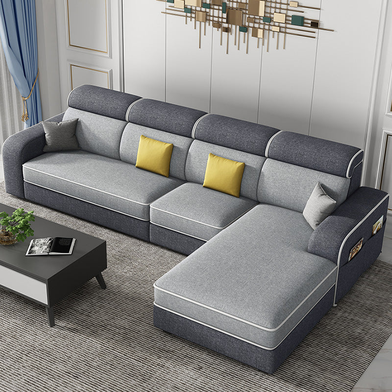 Contemporary High Back Sectionals 29.53" Square Arm Sofa with Storage Dark Grey Light Grey Clearhalo 'furn' 'furn_sectionals' 'Furniture' 'furniture_sectionals' 'kitchen' 'kitchen_sectionals' 'Living Room Furniture' 'Sectionals' 4785316
