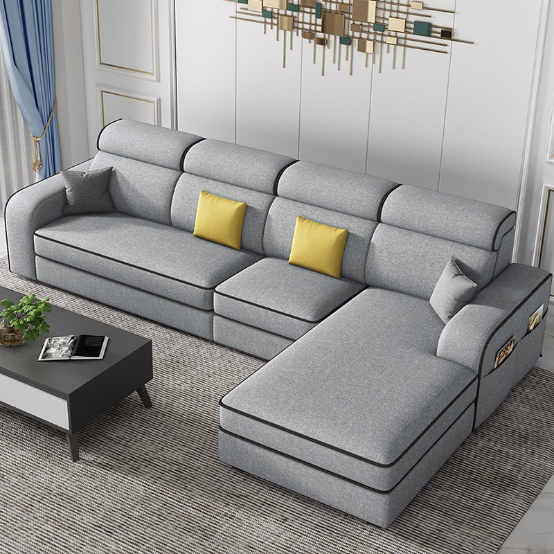 Contemporary High Back Sectionals 29.53" Square Arm Sofa with Storage Light Gray Clearhalo 'furn' 'furn_sectionals' 'Furniture' 'furniture_sectionals' 'kitchen' 'kitchen_sectionals' 'Living Room Furniture' 'Sectionals' 4785317