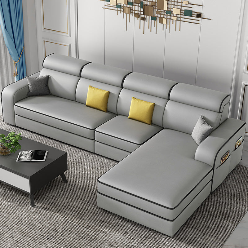 Contemporary High Back Sectionals 29.53" Square Arm Sofa with Storage Silver Gray Clearhalo 'furn' 'furn_sectionals' 'Furniture' 'furniture_sectionals' 'kitchen' 'kitchen_sectionals' 'Living Room Furniture' 'Sectionals' 4785318