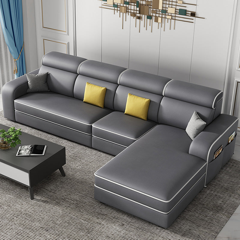 Contemporary High Back Sectionals 29.53" Square Arm Sofa with Storage Smoke Gray Clearhalo 'furn' 'furn_sectionals' 'Furniture' 'furniture_sectionals' 'kitchen' 'kitchen_sectionals' 'Living Room Furniture' 'Sectionals' 4785321