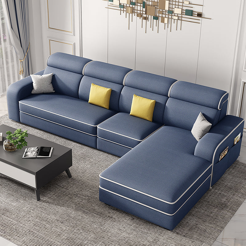 Contemporary High Back Sectionals 29.53" Square Arm Sofa with Storage Dark Blue Clearhalo 'furn' 'furn_sectionals' 'Furniture' 'furniture_sectionals' 'kitchen' 'kitchen_sectionals' 'Living Room Furniture' 'Sectionals' 4785322