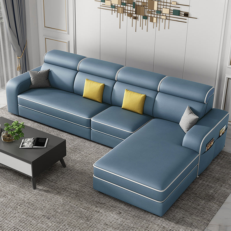 Contemporary High Back Sectionals 29.53" Square Arm Sofa with Storage Light Blue Clearhalo 'furn' 'furn_sectionals' 'Furniture' 'furniture_sectionals' 'kitchen' 'kitchen_sectionals' 'Living Room Furniture' 'Sectionals' 4785323