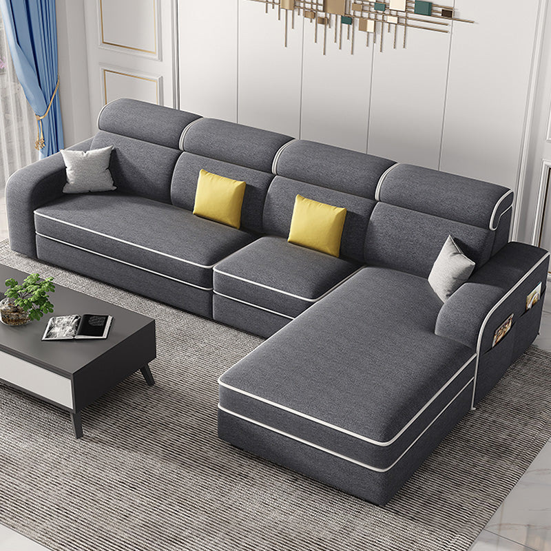 Contemporary High Back Sectionals 29.53" Square Arm Sofa with Storage Dark Gray Clearhalo 'furn' 'furn_sectionals' 'Furniture' 'furniture_sectionals' 'kitchen' 'kitchen_sectionals' 'Living Room Furniture' 'Sectionals' 4785324