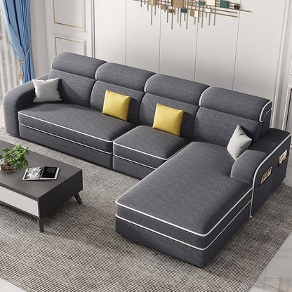 Contemporary High Back Sectionals 29.53" Square Arm Sofa with Storage Dark Gray Clearhalo 'furn' 'furn_sectionals' 'Furniture' 'furniture_sectionals' 'kitchen' 'kitchen_sectionals' 'Living Room Furniture' 'Sectionals' 4785324