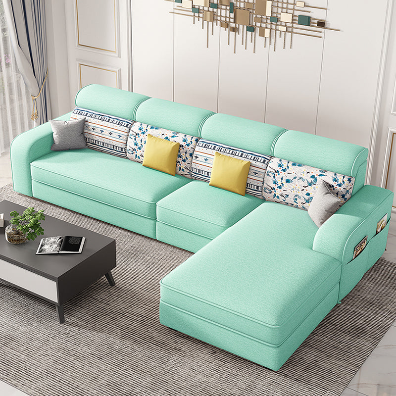 Contemporary High Back Sectionals 29.53" Square Arm Sofa with Storage Mint Green Clearhalo 'furn' 'furn_sectionals' 'Furniture' 'furniture_sectionals' 'kitchen' 'kitchen_sectionals' 'Living Room Furniture' 'Sectionals' 4785326