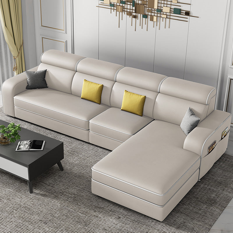 Contemporary High Back Sectionals 29.53" Square Arm Sofa with Storage Beige Clearhalo 'furn' 'furn_sectionals' 'Furniture' 'furniture_sectionals' 'kitchen' 'kitchen_sectionals' 'Living Room Furniture' 'Sectionals' 4785328