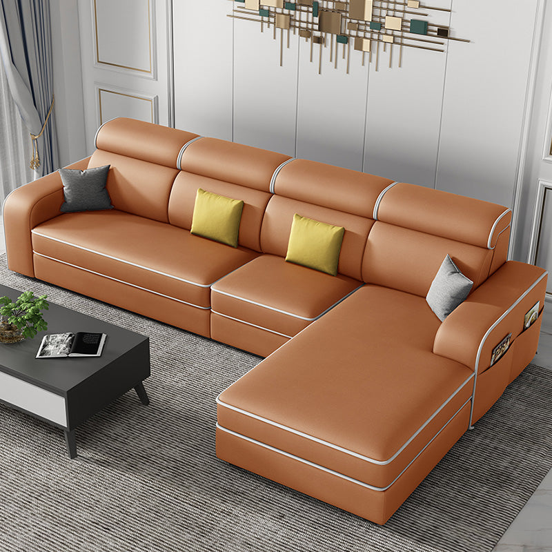 Contemporary High Back Sectionals 29.53" Square Arm Sofa with Storage Orange Clearhalo 'furn' 'furn_sectionals' 'Furniture' 'furniture_sectionals' 'kitchen' 'kitchen_sectionals' 'Living Room Furniture' 'Sectionals' 4785330
