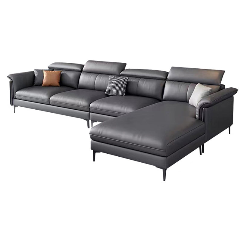 Dark Gray Modern Pillow Top Arm Sectional with Removable Cushions for Living Room Clearhalo 'furn' 'furn_sectionals' 'Furniture' 'furniture_sectionals' 'kitchen' 'kitchen_sectionals' 'Living Room Furniture' 'Sectionals' 4785337