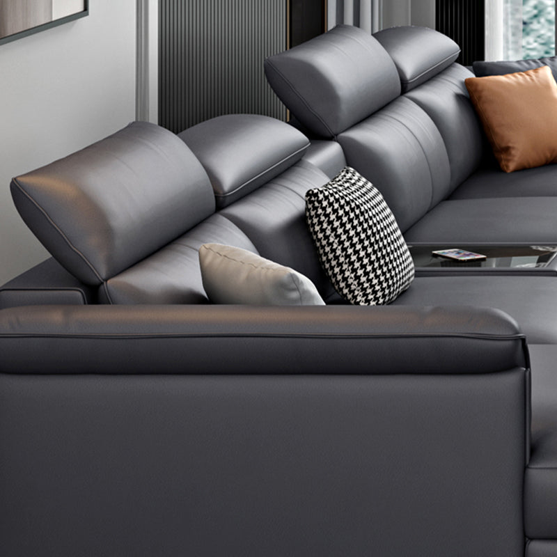 Dark Gray Modern Pillow Top Arm Sectional with Removable Cushions for Living Room Clearhalo 'furn' 'furn_sectionals' 'Furniture' 'furniture_sectionals' 'kitchen' 'kitchen_sectionals' 'Living Room Furniture' 'Sectionals' 4785338