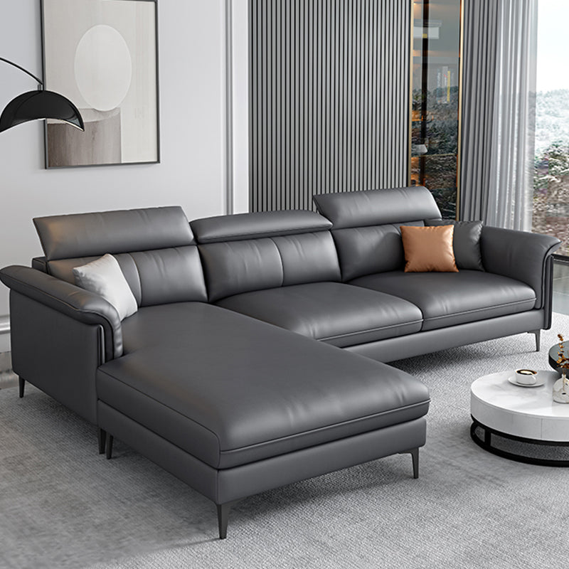 Dark Gray Modern Pillow Top Arm Sectional with Removable Cushions for Living Room 106"L x 67"W x 37"H Latex Clearhalo 'furn' 'furn_sectionals' 'Furniture' 'furniture_sectionals' 'kitchen' 'kitchen_sectionals' 'Living Room Furniture' 'Sectionals' 4785342
