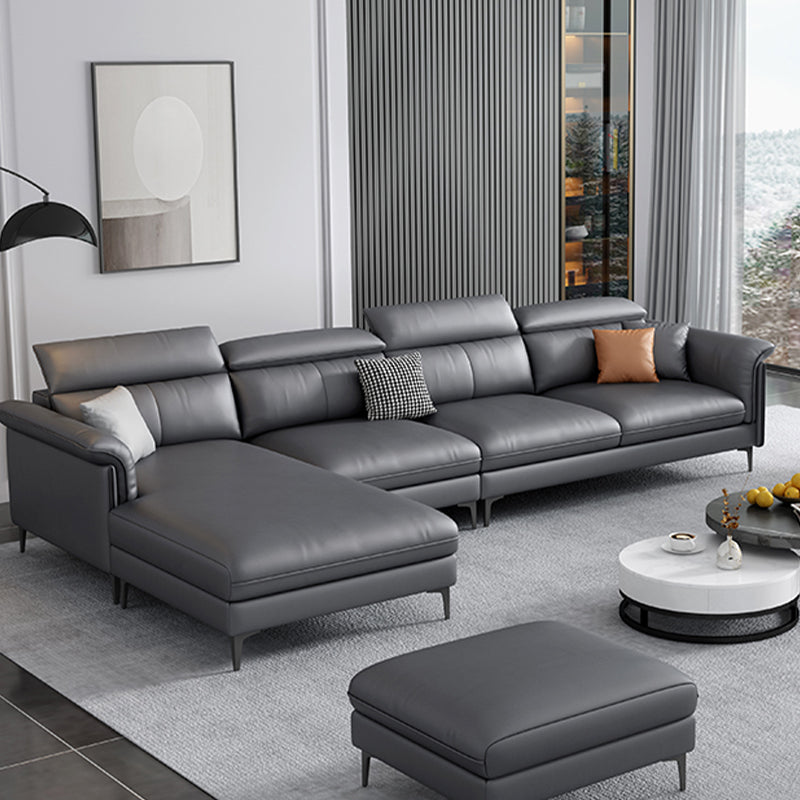 Dark Gray Modern Pillow Top Arm Sectional with Removable Cushions for Living Room 118"L x 67"W x 37"H Latex Clearhalo 'furn' 'furn_sectionals' 'Furniture' 'furniture_sectionals' 'kitchen' 'kitchen_sectionals' 'Living Room Furniture' 'Sectionals' 4785343