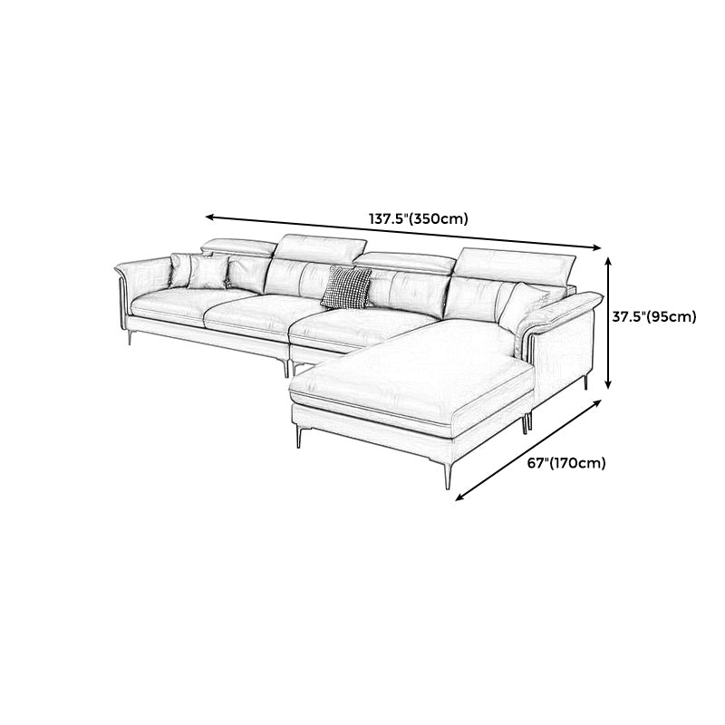 Dark Gray Modern Pillow Top Arm Sectional with Removable Cushions for Living Room Clearhalo 'furn' 'furn_sectionals' 'Furniture' 'furniture_sectionals' 'kitchen' 'kitchen_sectionals' 'Living Room Furniture' 'Sectionals' 4785347