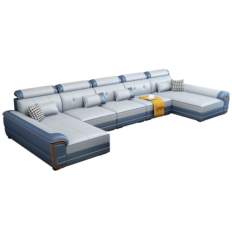 Pillow Top Arm 158.26" D x 70.86" W x 31.49" H Sectionals with Adjustable Bolster Pillows Dark Blue-Gray Clearhalo 'furn' 'furn_sectionals' 'Furniture' 'furniture_sectionals' 'kitchen' 'kitchen_sectionals' 'Living Room Furniture' 'Sectionals' 4785349