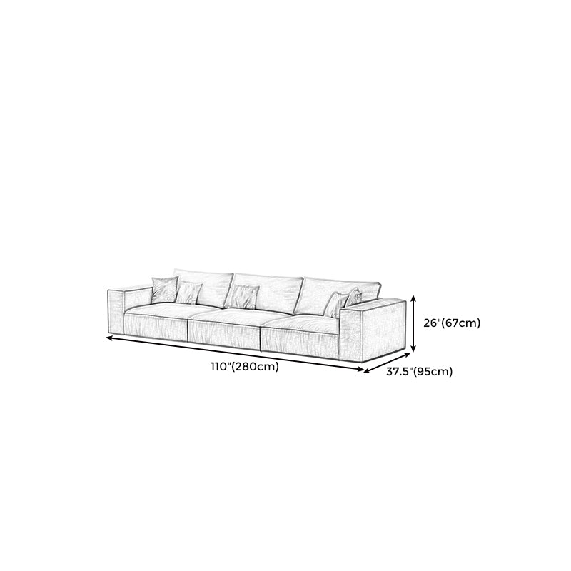 Simple Light-grey Sofa/Sectional with Faux Leather and Pillowed Back Cushions Clearhalo 'furn' 'furn_sectionals' 'Furniture' 'furniture_sectionals' 'kitchen' 'kitchen_sectionals' 'Living Room Furniture' 'Sectionals' 4785378