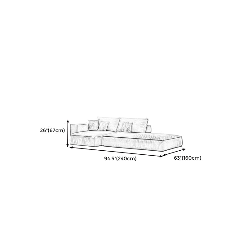 Simple Light-grey Sofa/Sectional with Faux Leather and Pillowed Back Cushions Clearhalo 'furn' 'furn_sectionals' 'Furniture' 'furniture_sectionals' 'kitchen' 'kitchen_sectionals' 'Living Room Furniture' 'Sectionals' 4785380