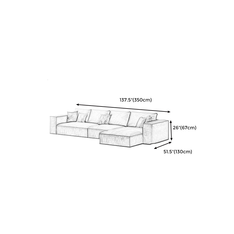 Simple Light-grey Sofa/Sectional with Faux Leather and Pillowed Back Cushions Clearhalo 'furn' 'furn_sectionals' 'Furniture' 'furniture_sectionals' 'kitchen' 'kitchen_sectionals' 'Living Room Furniture' 'Sectionals' 4785385