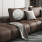 American Traditional Faux Square Arm Sectionals 37.4"High Leather Cushions Sofa,Dark Brown Clearhalo 'furn' 'furn_sectionals' 'Furniture' 'furniture_sectionals' 'kitchen' 'kitchen_sectionals' 'Living Room Furniture' 'Sectionals' 4785397