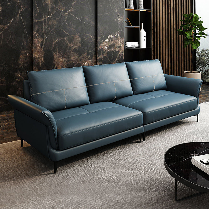 Azure Cushion Back Modern Living Room L-Shape Stationary Sofa & Chaise 110"L x 37"W x 35"H Faux Leather Clearhalo 'furn' 'furn_sectionals' 'Furniture' 'furniture_sectionals' 'kitchen' 'kitchen_sectionals' 'Living Room Furniture' 'Sectionals' 4785406