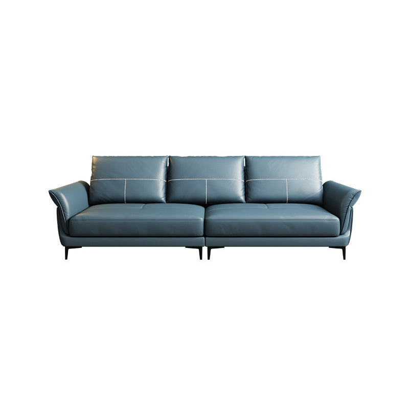 Azure Cushion Back Modern Living Room L-Shape Stationary Sofa & Chaise 110"L x 37"W x 35"H Genuine Leather Clearhalo 'furn' 'furn_sectionals' 'Furniture' 'furniture_sectionals' 'kitchen' 'kitchen_sectionals' 'Living Room Furniture' 'Sectionals' 4785410