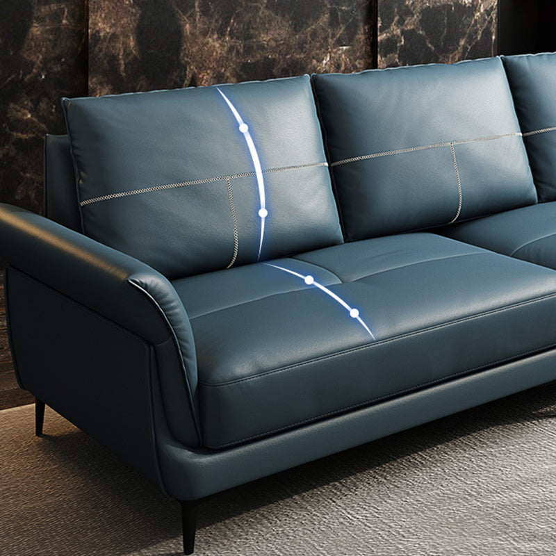 Azure Cushion Back Modern Living Room L-Shape Stationary Sofa & Chaise Clearhalo 'furn' 'furn_sectionals' 'Furniture' 'furniture_sectionals' 'kitchen' 'kitchen_sectionals' 'Living Room Furniture' 'Sectionals' 4785418