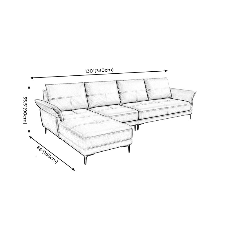 Azure Cushion Back Modern Living Room L-Shape Stationary Sofa & Chaise Clearhalo 'furn' 'furn_sectionals' 'Furniture' 'furniture_sectionals' 'kitchen' 'kitchen_sectionals' 'Living Room Furniture' 'Sectionals' 4785425