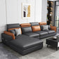 Faux Leather Square Arm Sofa/Sectional with Pillowed Back Cushions, Stain Resistan 126"L x 71"W x 36"H Clearhalo 'furn' 'furn_sectionals' 'Furniture' 'furniture_sectionals' 'kitchen' 'kitchen_sectionals' 'Living Room Furniture' 'Sectionals' 4785426