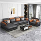 Faux Leather Square Arm Sofa/Sectional with Pillowed Back Cushions, Stain Resistan Clearhalo 'furn' 'furn_sectionals' 'Furniture' 'furniture_sectionals' 'kitchen' 'kitchen_sectionals' 'Living Room Furniture' 'Sectionals' 4785427