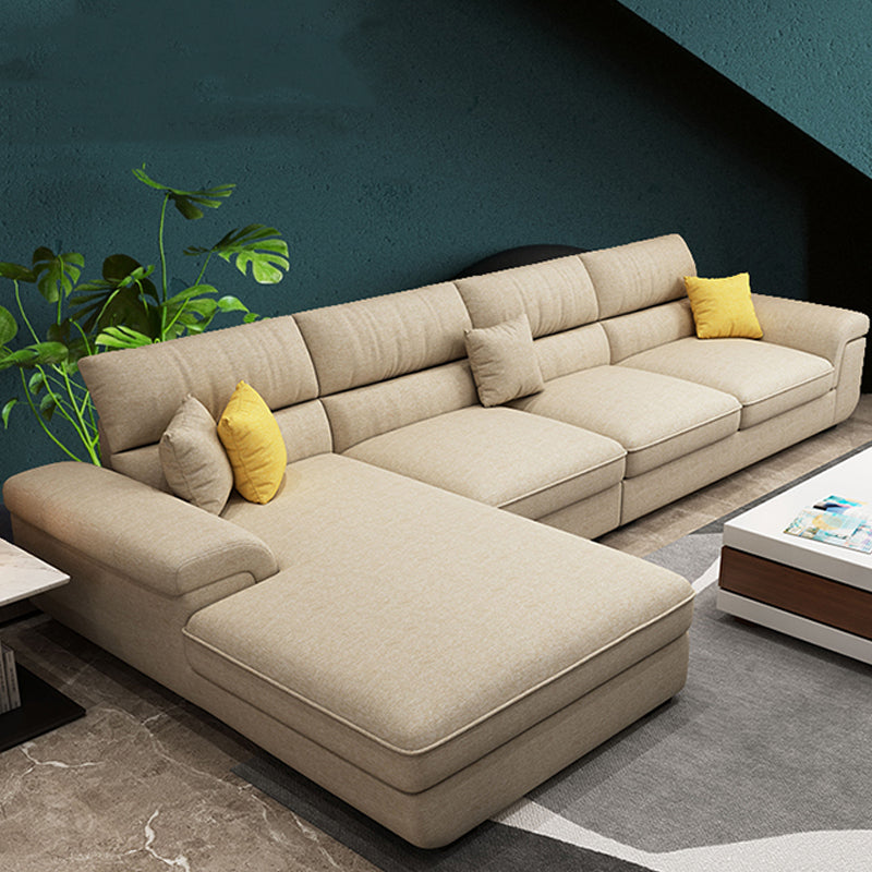 Modern Reversible Chaise 137" Sectionals with Pillows Flared Arm Clearhalo 'Furniture' 'furniture_sectionals' 'kitchen' 'kitchen_sectionals' 'Living Room Furniture' 'Sectionals' 4785441