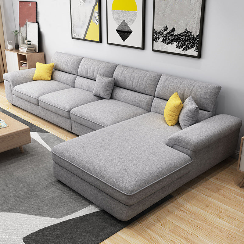 Modern Reversible Chaise 137" Sectionals with Pillows Flared Arm Clearhalo 'Furniture' 'furniture_sectionals' 'kitchen' 'kitchen_sectionals' 'Living Room Furniture' 'Sectionals' 4785442