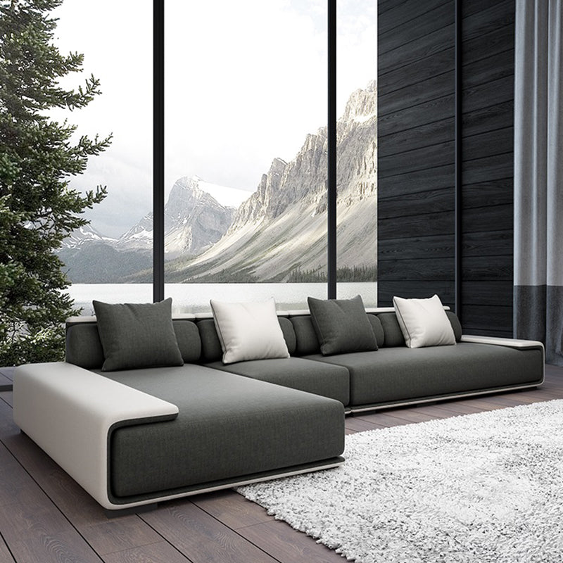 141.73"D x 70.87"W x 29.53"H Contemporary Square Arm Pillowed Back Cushions Sectionals Clearhalo 'furn' 'furn_sectionals' 'Furniture' 'furniture_sectionals' 'kitchen' 'kitchen_sectionals' 'Living Room Furniture' 'Sectionals' 4785458