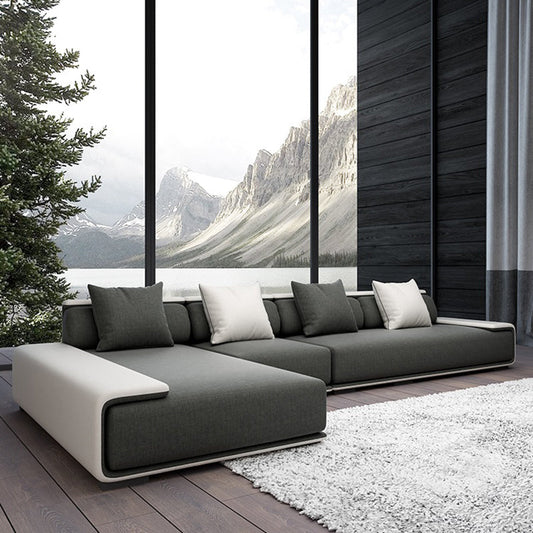 141.73"D x 70.87"W x 29.53"H Contemporary Square Arm Pillowed Back Cushions Sectionals Clearhalo 'furn' 'furn_sectionals' 'Furniture' 'furniture_sectionals' 'kitchen' 'kitchen_sectionals' 'Living Room Furniture' 'Sectionals' 4785458