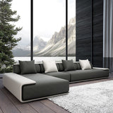 141.73"D x 70.87"W x 29.53"H Contemporary Square Arm Pillowed Back Cushions Sectionals Clearhalo 'furn' 'furn_sectionals' 'Furniture' 'furniture_sectionals' 'kitchen' 'kitchen_sectionals' 'Living Room Furniture' 'Sectionals' 4785458