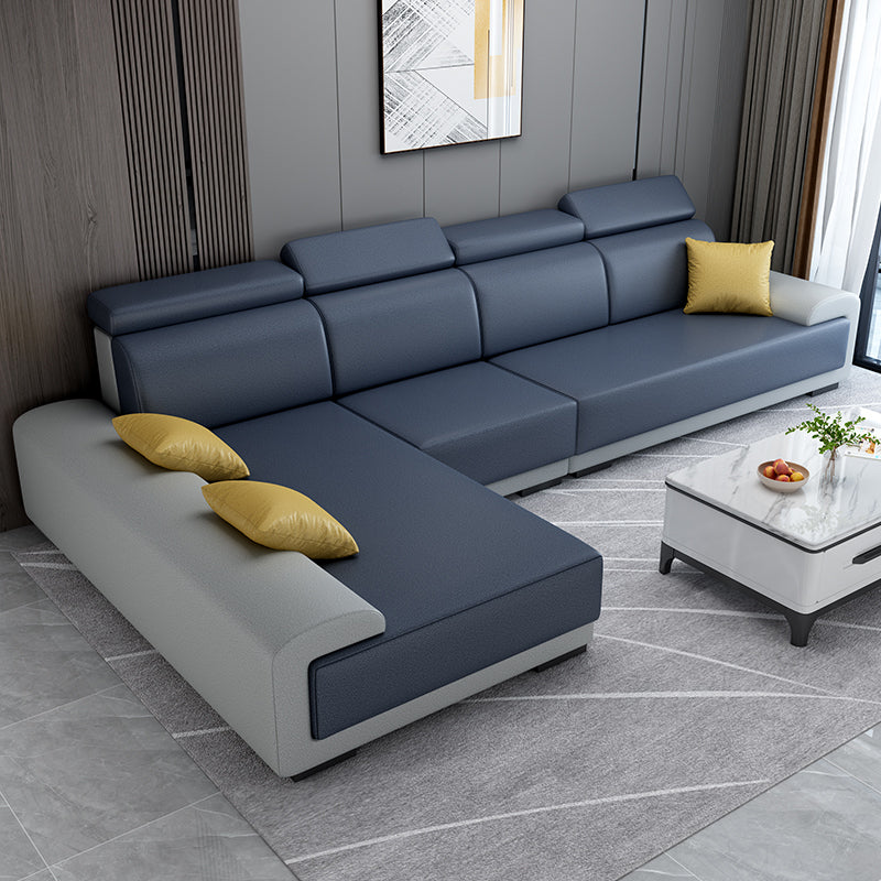 Contemporary High Back Sectionals 39.37" 4-Seater Fabric Square Arm Sofa Dark Blue-Gray Clearhalo 'furn' 'furn_sectionals' 'Furniture' 'furniture_sectionals' 'kitchen' 'kitchen_sectionals' 'Living Room Furniture' 'Sectionals' 4785490
