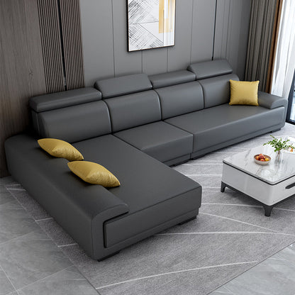 Contemporary High Back Sectionals 39.37" 4-Seater Fabric Square Arm Sofa Dark Gray Clearhalo 'furn' 'furn_sectionals' 'Furniture' 'furniture_sectionals' 'kitchen' 'kitchen_sectionals' 'Living Room Furniture' 'Sectionals' 4785492