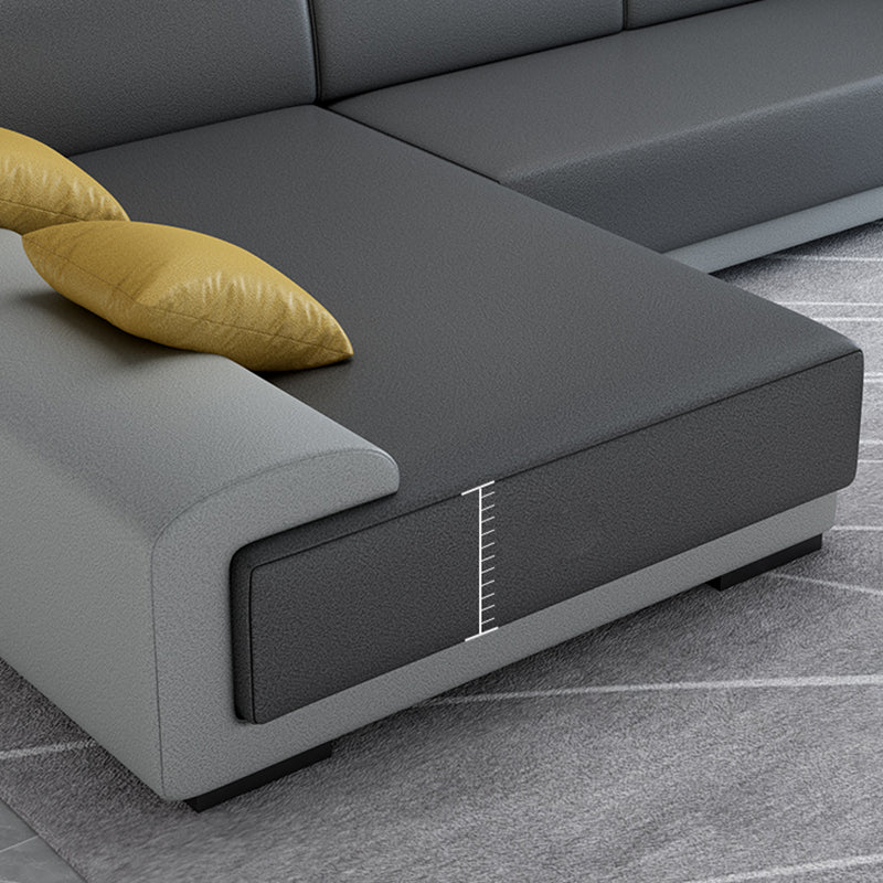 Contemporary High Back Sectionals 39.37" 4-Seater Fabric Square Arm Sofa Clearhalo 'furn' 'furn_sectionals' 'Furniture' 'furniture_sectionals' 'kitchen' 'kitchen_sectionals' 'Living Room Furniture' 'Sectionals' 4785499