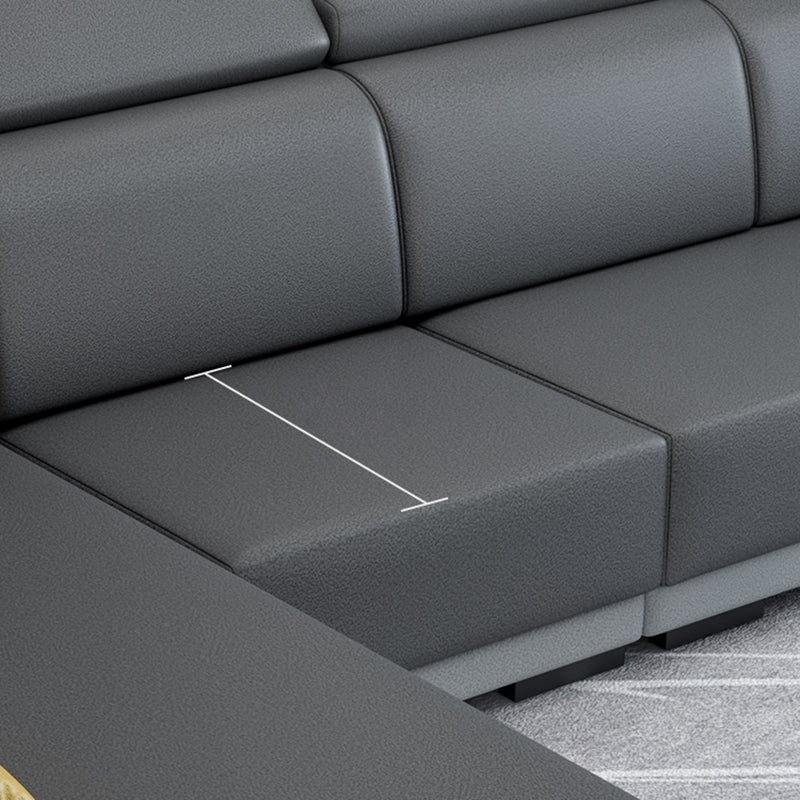 Contemporary High Back Sectionals 39.37" 4-Seater Fabric Square Arm Sofa Clearhalo 'furn' 'furn_sectionals' 'Furniture' 'furniture_sectionals' 'kitchen' 'kitchen_sectionals' 'Living Room Furniture' 'Sectionals' 4785500